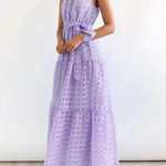 Loose Sleeveless Plaid Ribbed Stand Collar Maxi Dresses