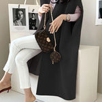Simple Sleeveless Solid Color Round-Neck Cape Outerwear