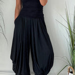 Super Comfy Elastic Waist Pocketed Harem Style Loose Pants