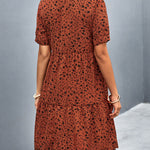 Short Sleeves Flower Print Split-Joint V-Neck Mini Dresses