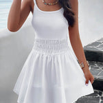 A-Line High Waisted Elasticity Solid Color Spaghetti-Neck Mini Dresses