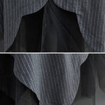 Loose Striped Gauze Split-Joint Lapel Long Dress