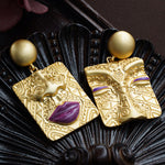 Asymmetric Embossed Earrings Accessories