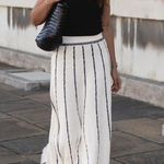 Striped Fringed Knitted Skirt