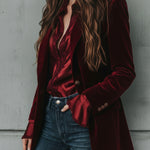 Vintage Longline Burgundy Velvet Blazer