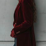 Vintage Longline Burgundy Velvet Blazer
