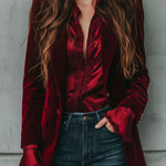 Vintage Longline Burgundy Velvet Blazer