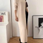 Original Loose Solid Color Split-Front Sweater Dress