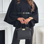 Chic Poncho Cape with Belt