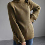 Simple Loose Solid Color High-Neck Sweater