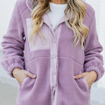 Petal Sherpa Contrast Trim Zipped Pocket Jacket