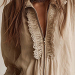 Victorian Ruffle Lace Zip Blouse