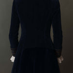 Vintage Navy Polyester Velvet Embroidered Long Jacket
