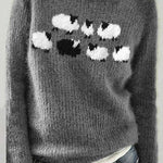Margovil Round Neck Animal Pattern Pullover Sweater(in 2 Colors)