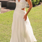 Margovil V Neck Sleeveless Cut Out Swing Maxi Dress