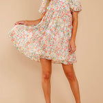 Square Neck Floral Print Babydoll Flowy Dress