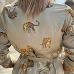 Now Trending Tiger Print Satin Shirt Maxi Dress