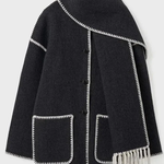 Scarf-Neckline Felt Woolen Coat