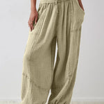 Women's Casual Fashion Solid Color Strap Pocket Wide Leg Pants