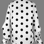 Long Sleeves Loose Buttoned Polka-Dot Split-Joint Lapel Blouses&Shirts Tops