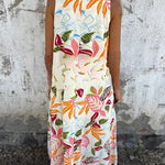 Botanical Print V-Neck Pocket Loose Casual Maxi Dress