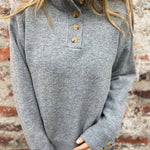 Solid Color Button Casual Loose Sweater