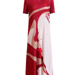 A-Line Loose Figure Pleated V-Neck Midi Dresses