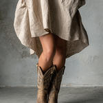 Women's Fashion Loose Cotton And Linen Button Lapel Mini Dress
