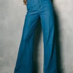 Retro High-waisted Tencel Denim Straight-leg Pants