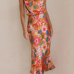 Fascinating Day Floral Halter Neck Elastic Waist Maxi Dress