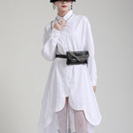 Urban Loose Split-Joint Lapel Long Sleeves Midi Dress