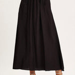 A-line swing skirt high waist hollow solid color skirt