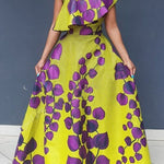 A-Line Sleeveless Asymmetric Printed Split-Joint Asymmetric Collar Evening Dresses Maxi Dresses
