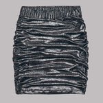 The Perfect Match Glitter Fabric Ruched Elastic Waist Mini Skirt