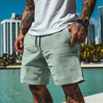Men's Solid Waffle Elastic Casual Shorts