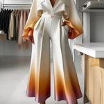 High Waisted Loose Gradient Pleated Split-Joint Pants Trousers
