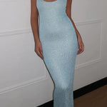 Margovil U Neck Sleeveless Sequin Bodycon Maxi Dress