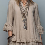 Vintage Lace Trim Ruffle Cuffs Cotton Linen Blouse