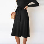Bubble Long-sleeved Knitted Mid-length Dress