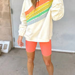 Apricot Rainbow Colorblock Pullover Sweatshirt