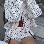 Polka Dot Print High-Waisted Wide-Leg Shorts