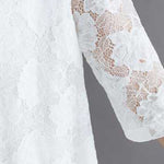 Half Sleeves Loose Hollow Solid Color Round-Neck Midi Dresses