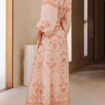 Long Sleeves Loose Belted Buttoned Contrast Color Printed Split-Joint Split-Side Lapel Maxi Dresses Shirt Dress