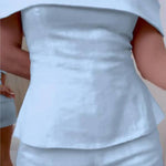 White Cotton and Linen Two-piece Suit