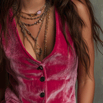 Retro Bohemian Bright Pink Velvet Vest