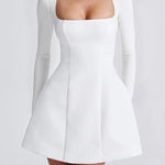 A-Line Bodycon Solid Color Zipper Square-Neck Mini Dresses