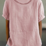 Solid Color Cotton And Linen Top