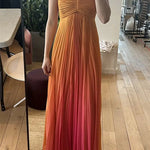 Spaghetti Strap Back Lace-up Gradient Pleated Maxi Dress