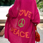 Margovil Open Front Love and Peace Pattern Long Sweater Cardigan(in 5 Colors)