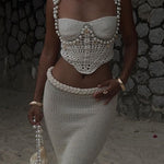 Margovil Side Slit Knit Bodycon Maxi Skirt